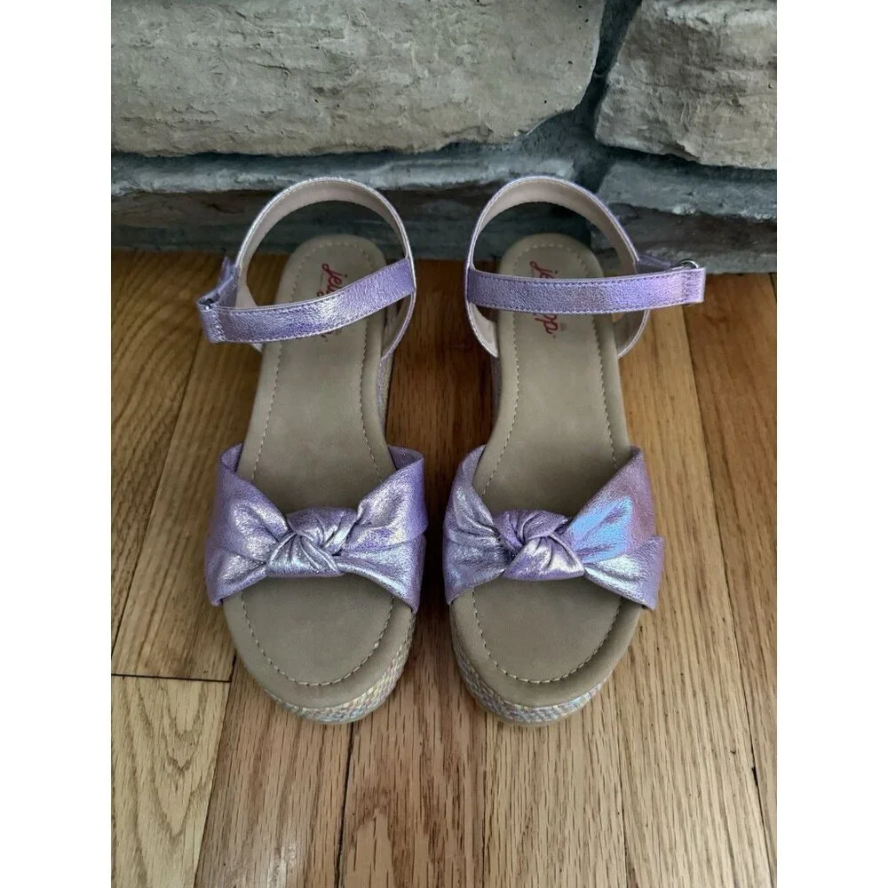Girls Jellypop Purple‎ Holographic Ella Platform Sandals Sz 5